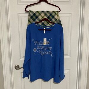 Blue/Plaid 2 Piece Pajama Set